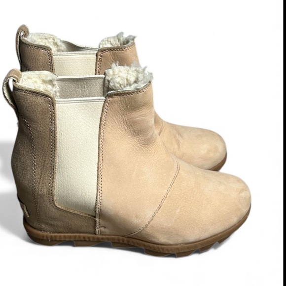 Sorel Joan of Arctic Nubuck Leather Wedge II Natural Tan Size 8.5 - Picture 4 of 7